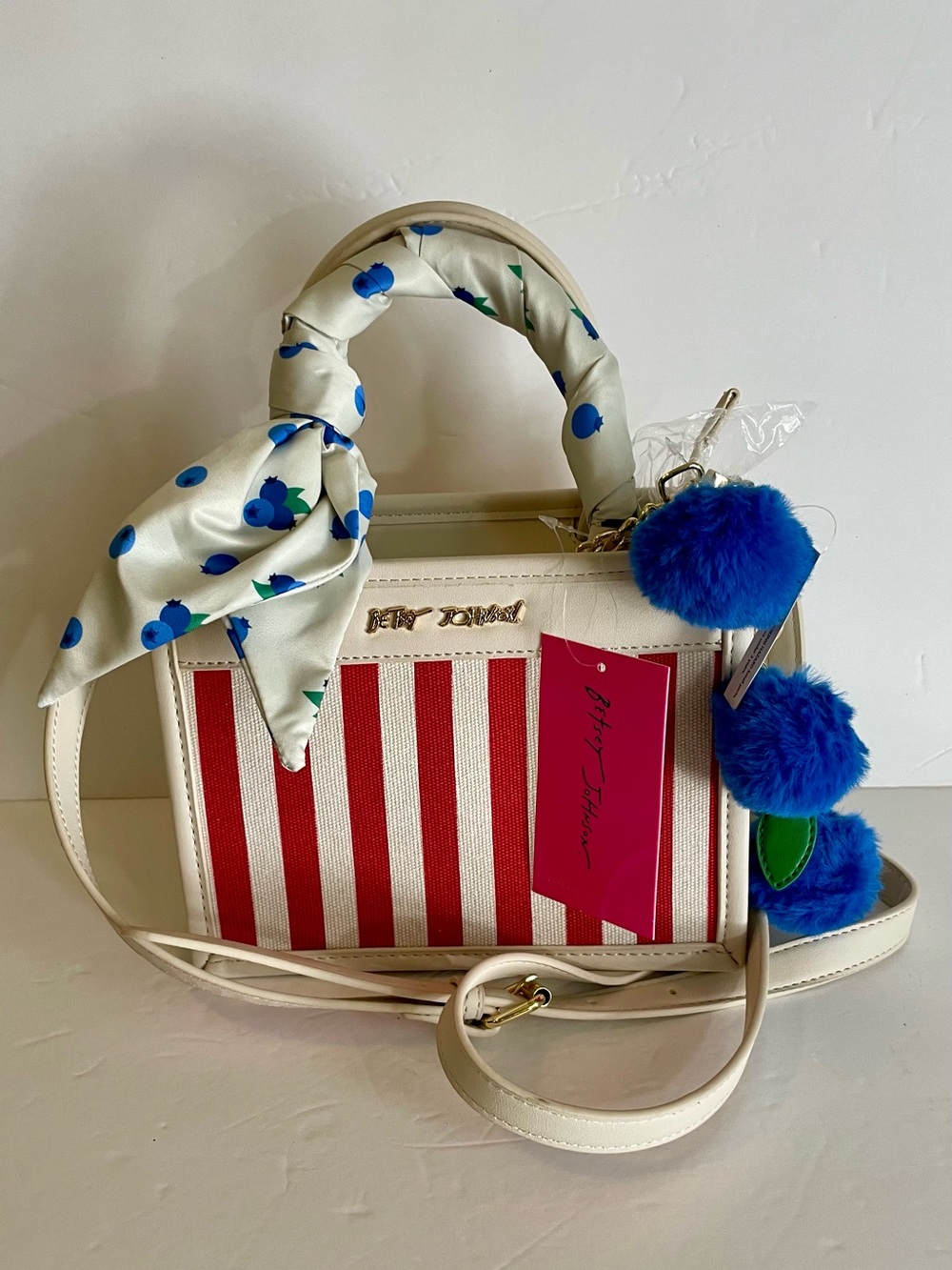 Betsey Johnson NWT Striped Blueberry Bag